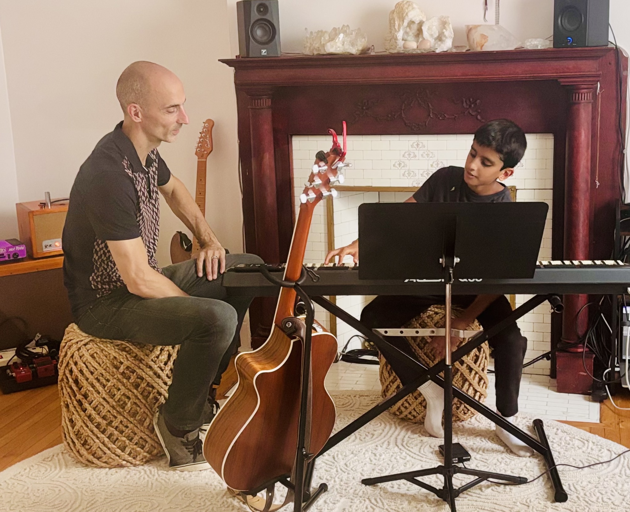 Piano lesson in session